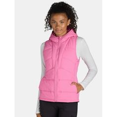 Elevate your winter wardrobe with this trendy addition, Avias Hooded Quilt Vest, combining warmth with a touch of urban chic. The quilted body panels provide a soft feel, while the fleece side panels give added warmth and flexibility. On-seam hand pockets offer a convenient secure storage solution for your smaller items. Reflective details add visibility to help keep you safe during any nighttime activities. Whether you're strolling through city streets or heading out for a weekend adventure, this hooded vest is your perfect layer. Size: XS.  Color: Pink.  Gender: female.  Age Group: adult. Quilt Vest, Hooded Vest, Quilted Vest, Urban Chic, City Streets, Side Panels, Full Zip Hoodie, Storage Solution, Winter Wardrobe