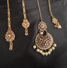 Stunning lightweight tikka.  Available in pretty patterns:  they have antique gold Polki handcrafted into beautiful pieces. made from silver alloy with gold polish and reverse polki. Luxury Kundan Tikka With Meenakari Details, Luxury Festive Tikka With Zari Work, Luxury Temple Jewelry Tikka For Wedding, Luxury Festive Tilla Chandbalis, Luxury Kundan Tikka With Cutdana Details, Luxury Meenakari Tikka As Gift, Elegant Luxury Tikka For Diwali, Luxury Hand-set Tikka For Festivals, Luxury Heavy Bollywood Tikka