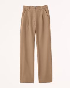 Elevate your wardrobe with the Abercrombie & Fitch Women's Tailored Relaxed Straight Pant in a sophisticated dark brown. These pants blend functionality with style, perfect for a polished yet comfortable look.

- Size: 33
- Color: Dark Brown
- Material: Polyester, Viscose, Elastane
- Gender: Female
- Features: Ultra high rise, relaxed straight fit, functional pockets, belt loops, fly closure

Crafted in a premium menswear fabric, these pants offer an easy fit with a secure closure, making them i Beige Work Pants, Capsule Wardrobe Work, Modern Wardrobe, High Rise Pants, Designer Shorts, Clothes Horse, Work Wardrobe, Casual Tee, Straight Pants