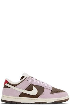 Nike - Brown & Pink Dunk Low Sneakers Nike Dunks Outfit Woman, Nike Dunks Outfit, Dunks Outfit Woman, Dunks Outfit, Nike Brown, Low Sneakers, Dunk Low, Suede Sneakers, Nike Dunks