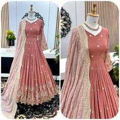 Designer Georgette Sequence Full Flared Anarkali with dupatta, stitched readymade salwar kameez , Indian wedding gown Anarkali Set Welcome to FashionFrik Here is the latest Designer Women's Ethnic Wear. 📌 Un-stitched items will be dispatched in 1 day 🎁 Product Specification *Fabric Detail* 👗 *Gown Fabric* :Faux Georgette With *Full Heavy Embroidery Sequence Work* with Sleeve* 👗 *Gown Inner* : Micro Cotton 👗 *Gown Size* ✂️📏 : *XL(42) With XXL(44) Margin* *(FULLY STITCHED)* 👗 *Gown Length* Indian Wedding Gowns, Cotton Gowns, Gowns Dresses Elegant, Long Gown Dress, Trendy Dress Outfits, Heavy Embroidery, Sequence Work, Anarkali Dress, Gowns With Sleeves