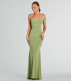 Anya Formal Strappy Open-Back Mermaid Dress | Windsor Windsor Dress, Green Formal Dresses, Windsor Dresses, Simply Chic, Mermaid Silhouette, Mermaid Dress, A Mermaid, Lower Back, Special Occasion Dresses