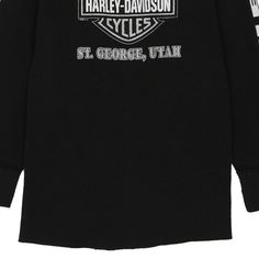 Description:Vintage St George Utah black Harley Davidson long sleeve t-shirt, fits xx-large.GENDER: womens CONDITION: very good.STYLE: long sleeve t-shirtERA: 1990sCOLOUR: blackFABRIC: cotton Vintage Long Sleeve T-shirt For Winter, Black Long Sleeve Tops With Screen Print, Grunge Long Sleeve Tops With Screen Print, Black Grunge T-shirt For Winter, Vintage Black T-shirt For Fall, Long Sleeve T-shirt With Text Print, Vintage Black Top With Text Print, Grunge Graphic Print T-shirt For Winter, Grunge Tops With Screen Print For Winter