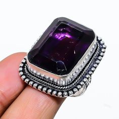 PRODUCT DESCRIPTION: Price: 1 Pieces Quality: AAA Fine Quality Handmade Jewelry Ring  African Amethyst Amethyst Ring  Lab-created Rectangular Amethyst Ring For Gift, Rectangular Sterling Silver Crystal Ring As Gift, Rectangular Amethyst Ring In Sterling Silver For Gift, Purple Gemstone Ring As Gift, Silver Amethyst Rings With Faceted Detail, Purple Amethyst Ring Stamped 925 For Gift, Purple Gemstone Ring With Rectangular Stone, Purple Amethyst Ring Stamped 925 As A Gift, Sterling Silver Amethyst Ring Gift