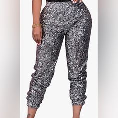 Metallic Sequin Glitter Joggers.Other Sizes Available Metallic Bottoms For Winter Night Out, Metallic Bottoms For Night Out In Winter, Trendy Sequined Party Bottoms, Glitter Bottoms For Winter Night Out, Glitter Bottoms For Night Out In Winter, Sequined Club Bottoms For Party Season, Sequin Bottoms For Club And Party Season, Fall Glitter Pants For Night Out, Glamorous Sequined Bottoms For Winter