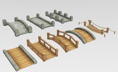 an image of a set of wooden bridges and steps in 3dsnap style