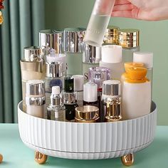 Makeup Perfume Organizer, 360 Degree Rotating Cosmetic Desk Storage, Lotions Display Case, Round Gift Tray With Large Capacity, For Your Jewelry 2024 - $18.39 Space Gadgets, Spice Organizers, Perfume Storage, Make Up Storage, Gift Tray, Perfume Organization, Convertible Furniture, Product Must Haves, Luxury Cosmetics