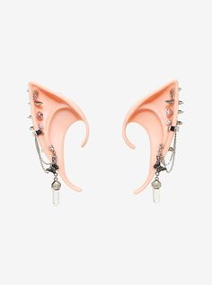 Pierced Fairy Crystal Molded Ear Cuffs | Hot Topic Elf Ear Percinings, Elf Ear With Piercing, Elf Ears Piercing, Elf Ear Earrings, Elf Ear Piercing, Elf Ears With Piercings, Fae Ears, Elf Look, Ear Cuff Diy