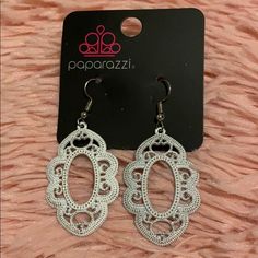 New With Tag , Has A Fishhook Style Earring Back Elegant Drop Earrings With Fish Hook, Elegant Dangle Earrings With Fish Hook, Metal Fish Hook Earrings, White Drop Earrings With Fish Hooks, Elegant Metal Jewelry With Fish Hook, Elegant Metal Jewelry With Hook Closure, Jewelry White, Paparazzi Jewelry, Earrings Color