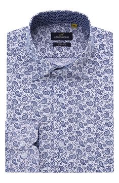 A wrinkle-free performance fabric defines this slim fit dress shirt covered in a paisley print, making it a great choice for a well-dressed look. Front button closure Spread collar Long sleeves with adjustable button cuffs 93% polyester, 7% spandex Machine wash cold, tumble dry low Imported Model stats: 6'1" height, 32" waist. Model is wearing size Medium. Formal Fitted Shirt With Paisley Print, Formal Fitted Patterned Shirt, Fitted Patterned Printed Shirt, Classic Patterned Business Shirt, Fitted Printed Shirt With Spread Collar, Classic Paisley Print Shirt For Spring, Fitted Printed Shirt For Work, Fitted Easy-care Summer Shirt, Mens Polo T Shirts