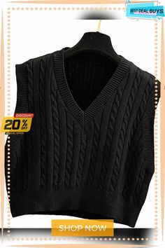 Women's Knitted Temperament Commute Waistcoat Pullover V-neck Vest Sleeveless Top V-neck Sweater Vest For Fall, Sleeveless Cable Knit Vest For Spring, V-neck Sweater Vest For Winter, Sleeveless Knitted Winter Sweater, Sleeveless Knitted Vest For Fall, Knitted Sleeveless Vest For Fall, Winter Sleeveless Knit Sweater Vest, Winter Knit Sleeveless Sweater Vest, Knit Sleeveless Sweater Vest For Winter