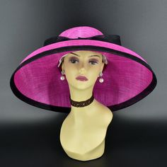 ✿*.Key Features.*✿ This is a Audrey Hepburn Style Hat. 19.75"(50cm) extra wide brim, the widest stiff brim hat in my store! I have same style, but with feather flowers. Just search the same product code, you will find them, very beautiful!  Great for Kentucky derby, weddings, church, Easter, Royal Ascot, horse races, cocktails, tea party, or any hat wearing occasion. Hat base size: From front to back: 19.75" (50cm) From left to right: 19.75" (50cm) Wide brim Appr: 7~7.5"" Head girth: 22.5"(57cm), adjustable string inside to make smaller to fit your head.   If you want other colors in this style, just search the same item code in my store, you will find them. ✿*.Tip.*✿ ❣️If you want a customized piece, please follow the instructions below: 🔹Present style of hat or fascinator you would like Elegant Adjustable Pink Fedora, Elegant Pink Adjustable Fedora, Elegant Pink Wide Brim Fedora, Elegant Pink Fedora For Summer, Elegant Pink Brimmed Fedora, Classic Pink Wide Brim Hat, Elegant Pink Summer Fedora, Classic Wide Brim Hat For Royal Ascot, Curved Brim Sinamay Top Hat For Races