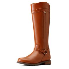 High fashion meets the elegance and functionality of country life with the Scarlet Waterproof boot. Its timeless silhouette pairs beautifully with full-grain leather and classic equestrian design details while its waterproof construction guards against puddles at the weekly farmer’s market. Scarlet Waterproof Boot | Product Features : 0 : ATS® technology provides ergonomic support on uneven terrain, 1 : DRYShield™ waterproof breathable construction, 2 : Removable All Day Cushioning insole, 3 : D Western Bridle Leather Boots For Fall, Classic Wide Calf Knee-high Boots For Riding, Leather Knee-high Boots For Riding, Classic Waterproof Workwear Boots, Classic Waterproof Business Boots, Brown Wide Calf Knee-high Boots For Riding, Classic Round Toe Waterproof Boots For Work, Classic Waterproof Boots With Round Toe For Work, Brown Moto Boots With Leather Lining For Ranch