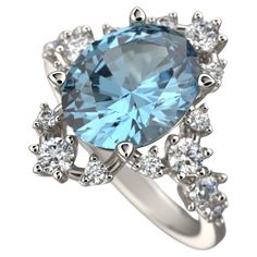 Elevate your love story with our exquisite Natural Aquamarine and Diamonds Engagement Ring, meticulously crafted by Oltremare Gioielli in Italy. This timeless piece showcases a stunning oval-shaped aquamarine, weighing approximately 2.3 carats, with a mesmerizing light blue hue. The dimensions of the aquamarine are 10 x 8 x 5.2mm, ensuring a captivating presence on the finger. The aquamarine takes center stage, embraced by the embrace of a halo of diamonds totaling approximately 0.48 carats. These diamonds accentuate the brilliance of the aquamarine, adding an extra layer of sophistication and sparkle to the ring. The craftsmanship of Oltremare Gioielli ensures that every detail is perfected, creating a unique and personalized engagement ring that will be cherished for a lifetime. Product Diamonds Engagement Ring, The Embrace, Natural Aquamarine, 3 Carat, Center Stage, Jewelry Rings Engagement, Blue Hues, Timeless Pieces, Aquamarine