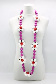 Recycled Wooden Beads Flower Necklace – Jianhui London Beads Flower, Flower Necklace, Pre Order