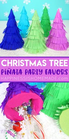 christmas tree pinata party favors with text overlay