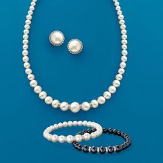 Ross-Simons - 5-11.5mm Graduated Cultured Pearl Necklace, .24ct t. w. Diamonds, Silver. 16". The classic pearl necklace ? now dressed with diamonds! Lustrous 5-11.5mm cultured oval freshwater pearls combine with nearly a quarter carat diamond rondelles for an exceptionally elegant look. The exquisite strand graduates to a single impressive 11.5mm pearl. This necklace, exclusively ours, evokes a classic feel with a hint of drama. Graduates from 3/16" to 3/8" wide. Diamonds total .24 carats. Inclu Classic Pearl Necklace With Diamond Accents For Anniversary, Elegant Formal Pearl Necklace With Rondelle Beads, Elegant Rondelle Pearl Necklace For Formal Occasions, Classic Pearl Necklace With Diamond Accents, Classic Round Pearl Necklace With Diamond Accents, Classic Pearl Jewelry For Formal Occasions, Classic Pearl White Diamond Jewelry, Classic Diamond Jewelry In Pearl White, Elegant Jewelry With Diamond Accents And Round Beads