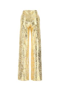 Gold Lace Pant Luxury Gold Party Bottoms, Elegant Gold Wide-leg Pants, Luxury Gold Formal Bottoms, Elegant Gold Trousers, Elegant Gold Fitted Bottoms, Luxury Wide-leg Evening Bottoms, Luxury Wide-leg Evening Pants, Elegant Gold Bottoms For Spring, Luxury Wide-leg Pants For Evening