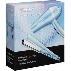 BaByliss Pro LIMITED EDITION Nano Titanium 2000-Watt Ionic Dryer & 1-1/2" Ultra-Thin Straightening Iron Combo #BNTPP58-24
We cannot accept returns on Combo Deal product.
Limited Edition Prepack!  This Prepack contains our Top 2 Selling Items: A 2000 Watt Ionic Professional Dryer & a 11/2" Ultra-Thin Flat Iron.  
Our Dryer features a stellar combination of power, speed, and design offering both heavy-duty 2000-watt performance and lightweight, ergonomic handling. Six heat and speed settings, a cool shot button and a concentrator nozzle provide a wide range of styling options. The removable filter makes cleaning easy.
The ultra-thin profile of this high-tech flat iron makes it exceptionally lightweight and easy to work with. The extra-long 5" plates reach up to 450°F and allow for wider sect Hair Color Removers, Titanium Hair, Hair Dryer Comb, Straightening Iron, Hair Color Remover, Beard Wax, Barber Razor, Colour Remover, Barber Supplies