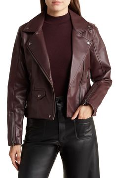 Faux Leather Moto Jacket, Edgy Style, Leather Moto, Blank Nyc, Leather Moto Jacket, Moto Jacket, Edgy Fashion, Zip Pockets, Autumn Fashion