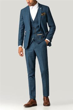 3 Piece Suit Men, Men Suits Blue, Mens Casual Suits, Men's Business Suits, Blue Suit Men, Blue Suit Wedding, Wedding Suits Groom, Dress Suits For Men, Groomsmen Suits