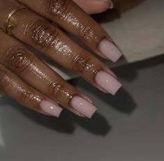 Short Almond Nails Square, Maybe Pink Nails, Neutral Nails Medium Length, Short Acrylic Nails Square Nude, Russian Acrylic Nails, Soft Pink Nails Black Women, Milky Natural Nails, Short Basic Nails Acrylic, Grown Woman Nails