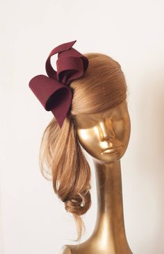 Please note that all items in my shop are made to order Unique Modern Burgundy Felt Fascinator. Mounted with clip or slim headband If you need any info please contact me :) --------------------------- SHIPPING INFORMATION I will ship your purchased item within 6-9 business days after receiving payment to your address. Please note that shipping from Poland takes about 9 business days around Europe and about 20 business days overseas. EXPRESS SHIPPING I offer also express shipping, 7 business days Party Fitted Fascinator With Satin Bow, Formal Fascinator With Satin Bow, Wedding Fascinator With Fitted Satin Bow, Wedding Fascinator With Satin Bow, Fitted Wedding Fascinator With Bow, Elegant Brown Bow For Party, Fitted Mini Hat With Bow For Party, Elegant Fitted Brown Headpiece, Adjustable Brown Fascinator For Party