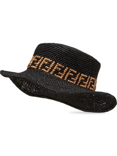 black/camel straw woven raffia design signature FF-pattern print wide brim Balenciaga Track, Versace Outfit, Black Camel, Woven Raffia, Balenciaga Triple S, Summer Beach Wear, Derby Shoes, Sweaters Knitwear, Espadrille Shoes