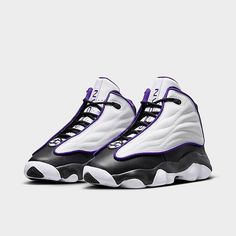 Brand New Big Kids Size+1.5=Womens Size Kids Jordans Purple, Presto Shoes, Nike Shoes Jordan, Kids Tennis Shoes, Nike Air Max 2, Sneakers For Boys, Nike Kicks, Retro 13, Yellow Sneakers