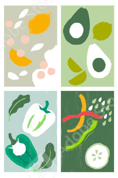 Vegetable Vector Illustrations of hummus, avocado ,lime, green bell peppers and cucumber and bell pepper slices. Hummus Avocado, Green Bell Peppers, Chickpeas, Tahini, Peppers, Hummus