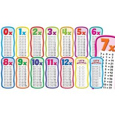 a set of colorful numbers and times on a white background with an image of the same number