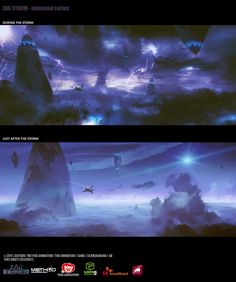 two different views of the same scene in star wars ii, one with an alien ship and