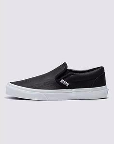 Slip-On Perf Leather Shoe Black Leather Slip-ons For Streetwear, Vans Store, Leather Shoes, Slip On, Leather