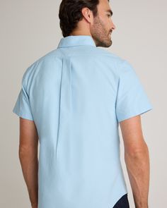 A forever essential, our 100% Organic Cotton Short Sleeve Oxford Shirt blends timeless style and everyday comfort. Crafted from premium organic cotton, the special enzyme wash process creates an ultra-soft handfeel so you can feel comfy all day without sacrificing any polish. Its classic look can flex for work or the weekend, making it a must-have for any wardrobe.  | Quince | Men's Short Sleeve Oxford Shirt in Light Blue, Size XXL, Organic Cotton Classic Cotton Button-up T-shirt, Light Blue Cotton Short Sleeve Shirt For Summer, Light Blue Cotton Shirt For Spring, Everyday Light Wash Relaxed Fit Shirt, Essential Cotton Tops For Spring, Essential Cotton Spring Tops, Unstructured Cotton Tops For Casual Gatherings, Light Blue Cotton Top For Workwear, Casual Soft-washed Shirt For Everyday