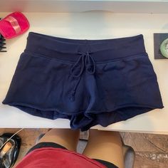 Navy Brandy Melville Shorts Never Worn Out Without Tags But New Low Rise Brandy Melville Bottoms, Fitted Cotton Pajama Shorts, Black Casual Pajama Shorts, Brandy Clothes, Brandy Melville Clothes, Brandy Shorts, Pjs Shorts, Sporty Fits, Grey Sweat Shorts