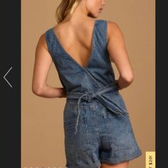 New With Tags. Size Xs. Overall. Romper. Button Front. Denim. Short. Cuff Hem. Tie Back. Tie Front. Tie Waist Chic Denim Overall Shortalls, Spring Shortalls With Button Closure, Chic Denim Shortalls For Spring, Casual Denim Overall Jumpsuit With Belt Loops, Casual Denim Jumpsuit With Belt Loops, Spring Buttoned Overall Shortalls, Casual Shortalls With Buttons For Spring, Casual Spring Shortalls With Buttons, Fitted Shortalls For Spring Workwear