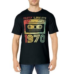 PRICES MAY VARY. Fun, classic vintage look, easy gift idea for people born in 1970 Makes a groovy costume starter for a back to the 70's roller disco theme party event Lightweight, Classic fit, Double-needle sleeve and bottom hem Retro Short Sleeve T-shirt For Birthday, Vintage Party Tops With Letter Print, Retro Short Sleeve Top For Birthday, Vintage Letter Print Tops For Party, Vintage Summer Party T-shirt, Retro Graphic Print Party Tops, Retro Party Tops With Graphic Print, Vintage Graphic Print Party Tops, Retro Graphic Print T-shirt For Birthday