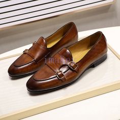 Leather Mens Loafer Shoes Monk Strap Wedding Shoes Party Casual Dress Shoes   Description: Color: Black , Brown Size:38-47 Materials : Synthetic     We are very honest seller from China,All the items are in stock and ship from China.we check each item carefully befor package it,we assure every buyer will be 100% happy with us,please enjoy your time for shopping from us! Shipping We ship items by China post registered airmail,the handing time is 1-2 working days.all the packages have a tracking number. Please contact us first if you don't receive the items in time,we will check for you,and every year there are a lot of packages holded in Customs and post office During May's Day,October and Christmas. 11-22 working days to US,UK,AU,Europe 20-35 working days to CA,Germany,France,Italy 35-45 w Mens Loafer, Mens Dress Loafers, Mens Loafers Casual, Retro Heels, Mens Loafers Shoes, Beige Suits, Dress Loafers, Casual Dress Shoes, Wedding Dress Shoes