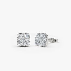 14k Square Baguette and Round Diamond Earrings – FERKOS FJ Star Setting, Round Diamond Earrings, Baguette Diamonds, Unique Display, Baguette Diamond, Diamond Color, Eternity Bands, Sale Event, Gold Yellow