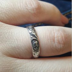 Narrow Wildflowers Ring Sterling Silver Flower Wedding Ring | Etsy Floral Wedding Band, Wedding Band Matching, Floral Wedding Bands, Flower Wedding Ring, Pattern Wedding, Sterling Silver Wedding Band, Pattern Ring, Etsy Wedding Rings, Silver Wedding Bands