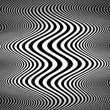 an abstract black and white pattern with wavy lines