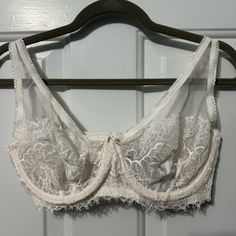 Victoria’s Secret Very Sexy Collection Unlined Bra. 36dd. White; Never Worn Lace Underwire Bra For Night Out, Sheer Feminine Fitted Bra, Feminine Sheer Fitted Bra, Fitted Feminine Sheer Bra, Feminine Fitted Sheer Bra, Sheer Fitted Wedding Bra, White Underwire Bra For Night Out, Fitted Lace Bra With Sheer Details, Fitted Lace Sheer Bra