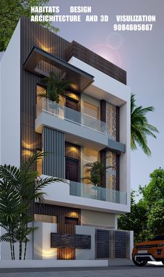 an architectural rendering of a modern apartment building