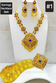 Package Contents: 1 Jewelry  Set Material: Metal, Stone Shipping&Handling: -Ship Worldwide via Express Airmail -Shipping within 3-7 Days after placing order -Delivery 3-7 Days depends upon buyer's country and Custom. -Seller is not responsible for "Import Tax" fees in Buyer's country. Traditional Gold Sets For Diwali, Gold Sets With Traditional Patterns For Diwali, Gold Bollywood Sets With Traditional Patterns, Gold Bridal Sets With Pallu For Traditional Ceremonies, Gold Meenakari Sets For Traditional Ceremonies, Traditional Gold Sets With Traditional Patterns, Gold Jewelry With Zari Work For Traditional Ceremonies, Gold Temple Jewelry Bridal Set For Traditional Ceremonies, Elegant Gold Bridal Sets For Traditional Ceremonies