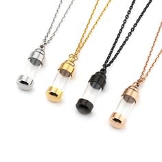 three necklaces with different colors and designs