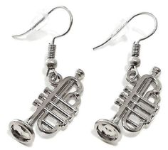 pair of silver tone musical instrument earrings