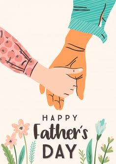 a father's day card with two hands holding each other