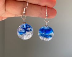 Sky cloudy resin earring /birthday gift/gift for her/resin jewelry Everyday Nickel-free Resin Jewelry, Celestial Style Hypoallergenic Jewelry Gift, Celestial Hypoallergenic Jewelry For Gifts, Hypoallergenic Celestial Jewelry As A Gift, Resin Dangle Jewelry For Birthday, Handmade Resin Jewelry For Birthday, Birthday Resin Dangle Jewelry, White Celestial Earrings For Gift, Celestial White Earrings