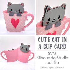 cut out cat in a cup card svg silhouette studio cut file