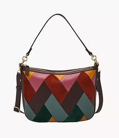 Jolie Leather Patchwork Crossbody Bag - ZB11077186 Stainless Steel Watch Women, Bags Inspiration, Fossil Bag, Satchel Backpack, Leather Patchwork, Large Wallet, Fossil Bags, Handbag Straps, Wallet Accessories